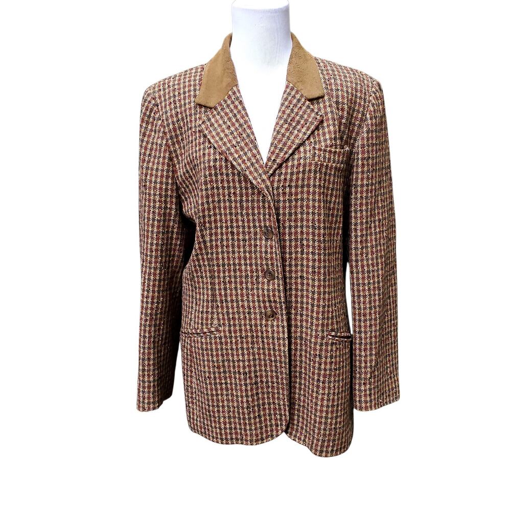 Pendleton Guncheck Plaid Wool Blend Blazer Jacket Dark Academia Preppy  14
